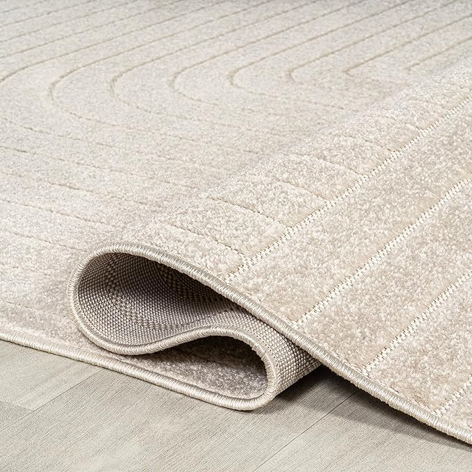 Eyely NCS101A-28 Scandinavian Odense Minimalist Angle Geometric Indoor Runner Rug, Modern, Contemporary, Coastal, Bohemian, Bedroom, Kitchen, Living Room, Non Shedding, Ivory/Cream, 2' x 8'