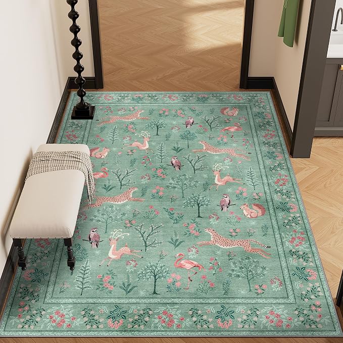 DUKINO 4x6 Area Rug, Non Slip Animal Washable Rug - Image 4