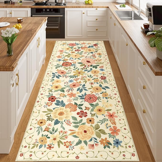DUKINO 3x8 Hallway Runner Rug, Washable Kitchen Rug Non Slip, Low Pile by DUKINO