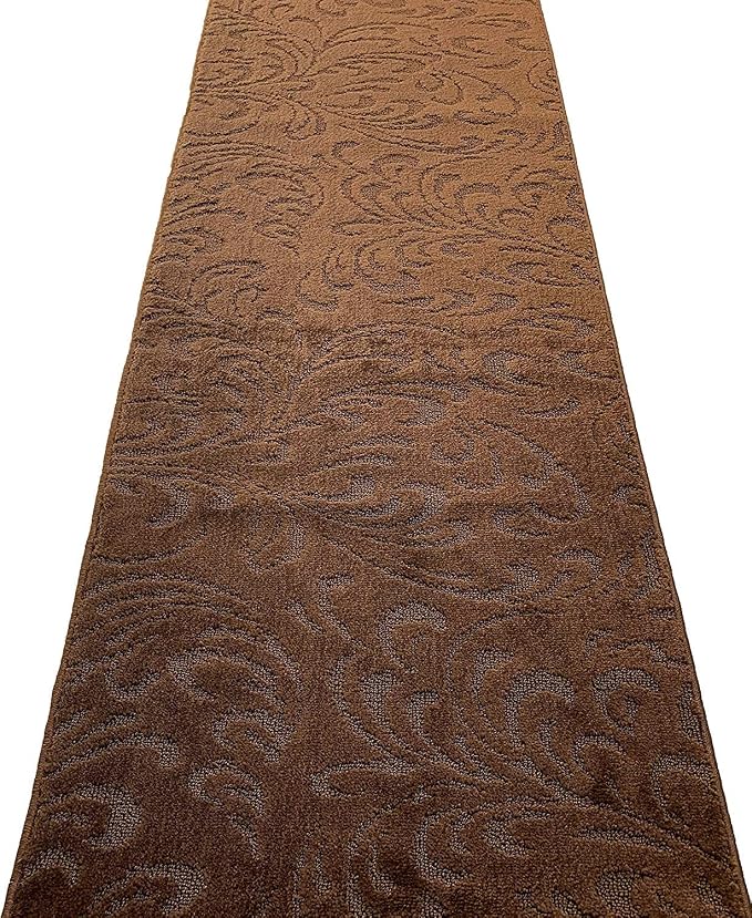 12 FT Long Non-Slip Washable Brown Carpet Runner Rug - Image 6