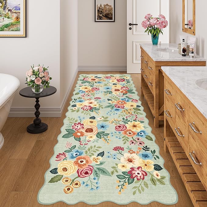 DUKINO 3x8 Kitchen Runner Rug, Soft Floral Washable Rug - Image 3