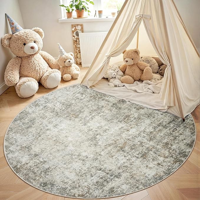 Aelenmu Round Rug 5ft Washable Rug - Image 4
