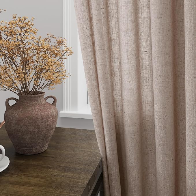 Oatmeal Linen 102 Inch Long Curtains - Image 2