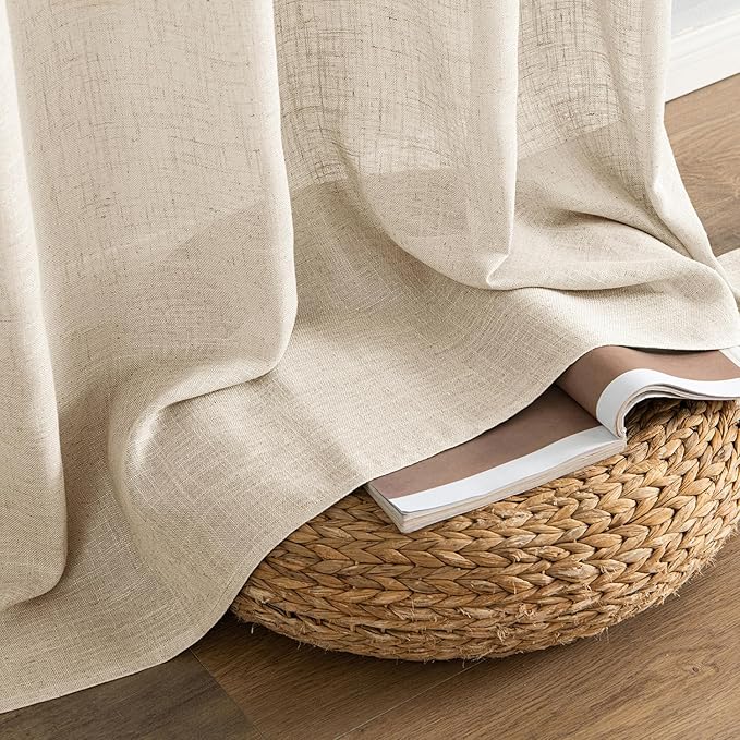 MIULEE Light Taupe Linen Curtains 52x84 Inch Length - Image 7