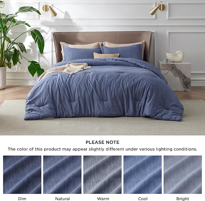Bedsure Twin/Twin XL Comforter Set - Infinity Blue Soft Bedding for All Seasons, Cationic Dyed Bed Set, 2 Pieces, 1 Twin Size Comforter (68"x88") and 1 Pillow Sham (20"x26"+2")