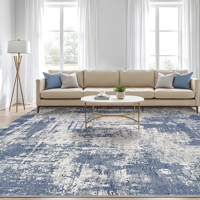 LOONGRUG 6x8 Area Rug Washable Neutral Modern Living Room Rugs Navy Grey | - Image 5
