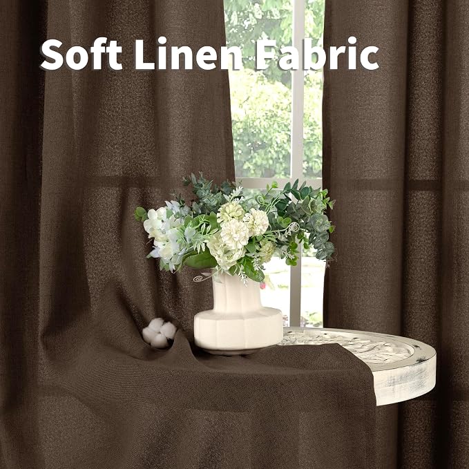 YoungsTex Brown Linen Curtains 84 Inch Length - Image 7