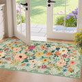DUKINO 2x4 Entryway Rug, Floral Washable Kitchen Rugs Non Slip, Soft Indoor by DUKINO