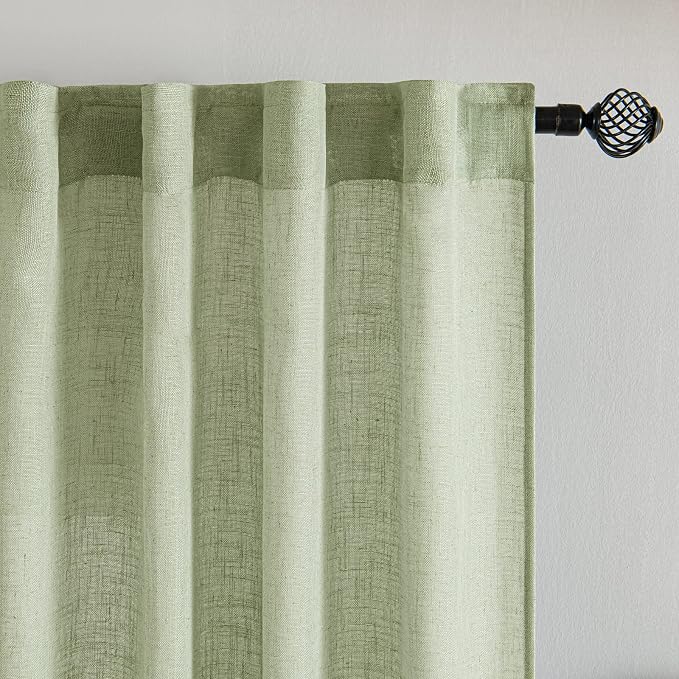 MIULEE Sage Green Kitchen Curtain 30 Inches Length 2 Panels Farmhouse | - Image 4