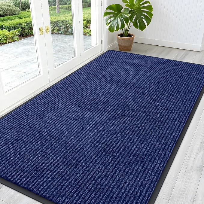 OLANLY Front Door Mat 59x30, Waterproof Heavy-Duty Indoor Outdoor Doormat | Blue by OLANLY