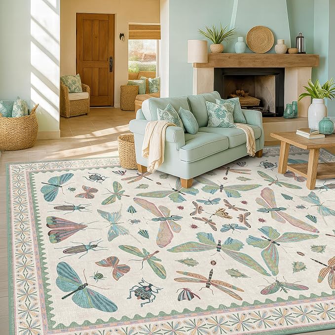 Sage Green Rugs for Bedroom Under Bed by HazoHaus