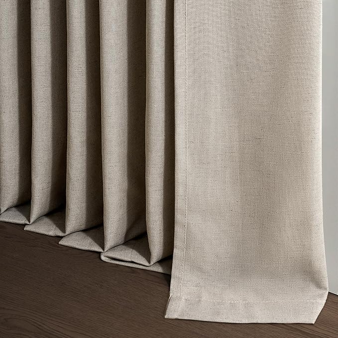 Topfinel 105 Inches Long Pinch Pleated Semi Sheer Curtains, Burlywood Blended - Image 6