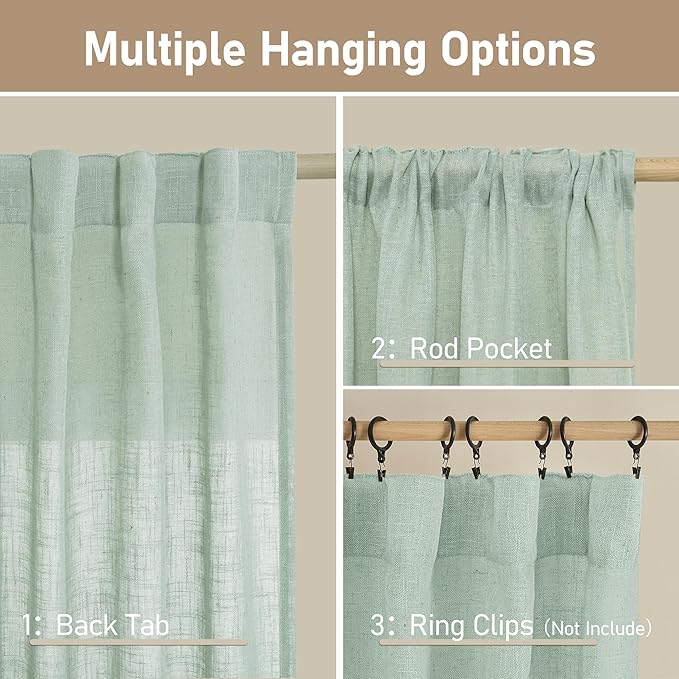 Small Window Linen Curtains 45 Inch Length - Image 3