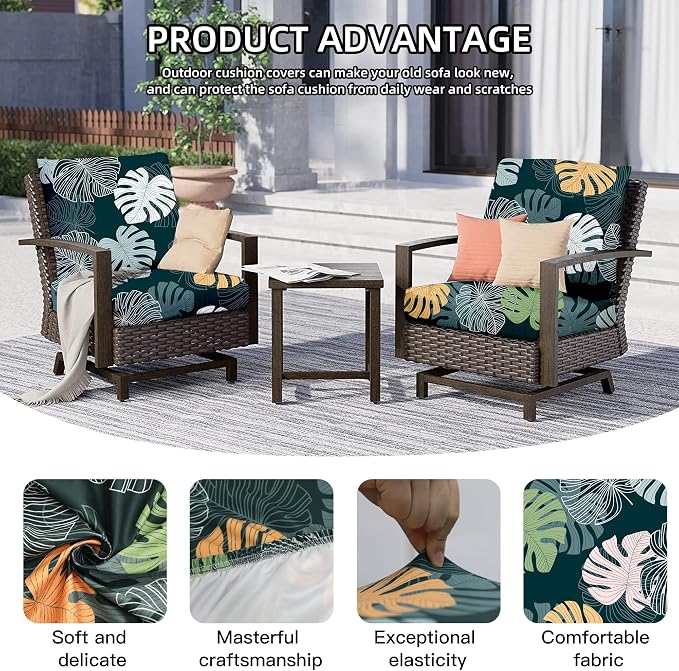 8Pcs Outdoor Cushion Covers, Elastic Patio Cushion Covers | Washable, - Image 3