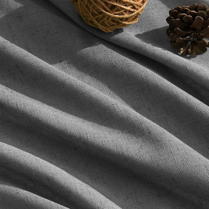 Blazer Grey Linen Curtains 90 Inch Long 2 Panels Set - Image 5