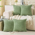 Set of 4 Sage Green Decorative Throw Pillow Covers 18x18 Inch Corduroy Pillow by Cozoomy