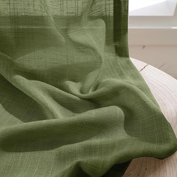 BGment Olive Green Linen Curtains 36 Inches Long - Image 7