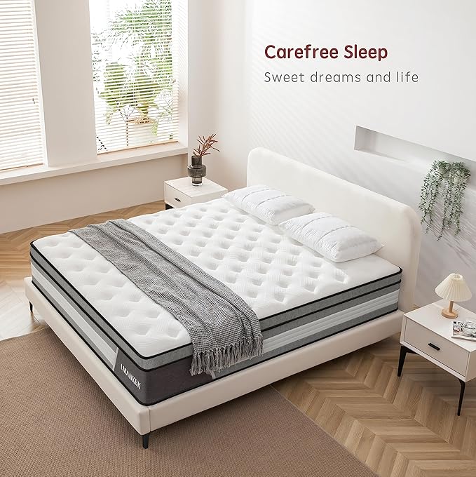 Twin Mattress, 10 Inch Innerspring Hybrid Mattresses in a Box with Gel Memory Foam, Individually Wrapped Encased Coil Pocket Spring Mattress, Pressure Relief, Medium Firm Support,39"*75"*10"…