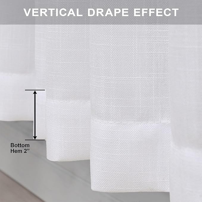 Linen White Curtains 98 Inches Long - Image 5