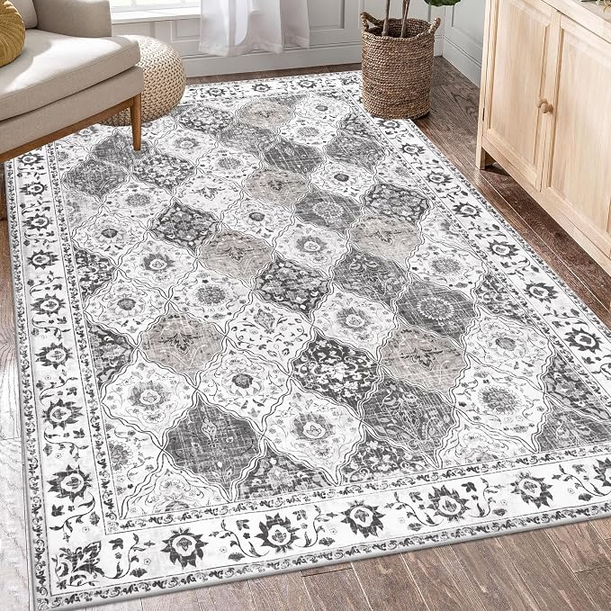 HEBE Area Rug for Entryway 3'x5', Washable Non Slip Boho Bedroom Rug | Soft - Image 7