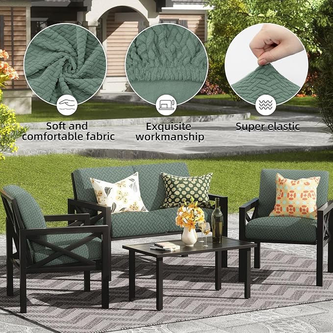 14PCS Patio Cushion Covers, Patio Furniture Couch Seat Slipcovers | Washable - Image 3
