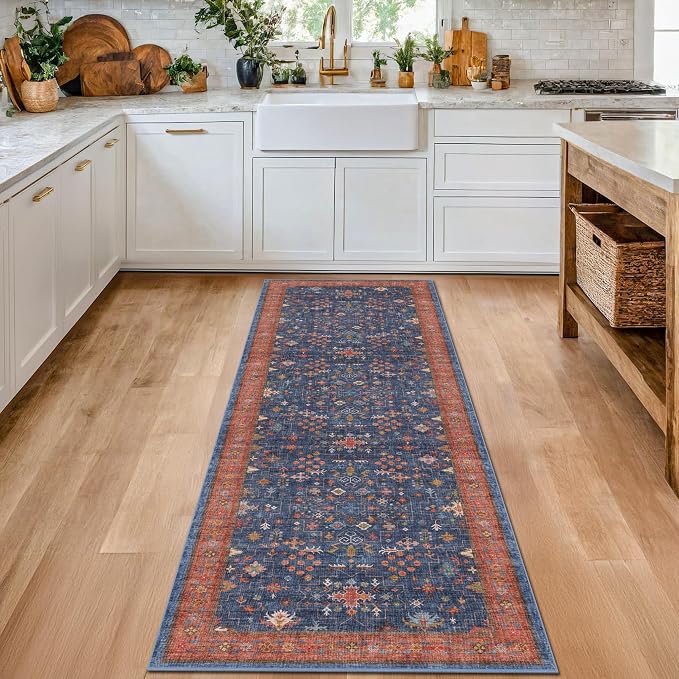 Navy Blue Runner Rug 2x6 for Kitchen, Laundry Room, Washable Non Slip Non Skid - Image 8