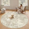 Soalmost Round Rugs 9ft Living Room Circle Area Rug 9x9 Beige/Gray Vintage | by Soalmost