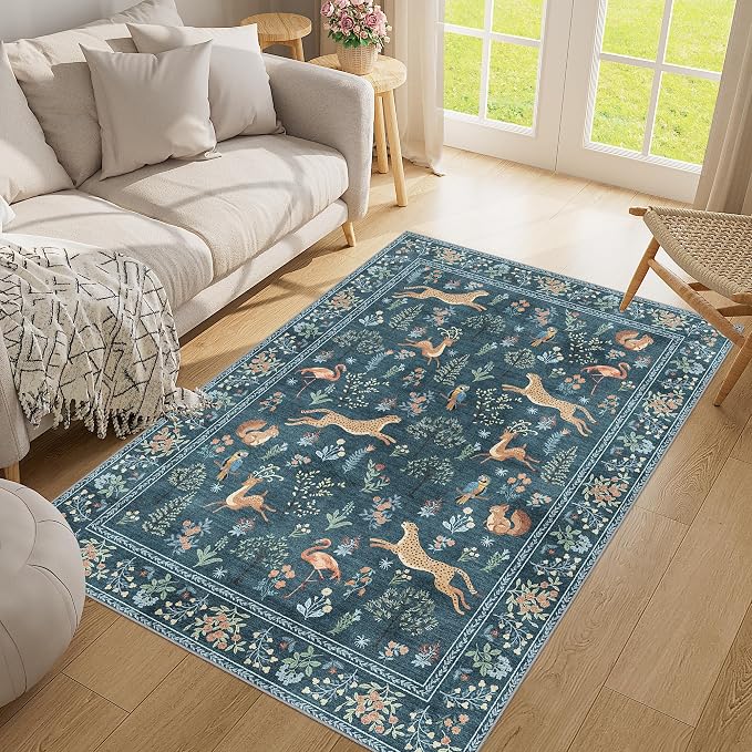 DUKINO 4x6 Area Rug, Non Slip Animal Washable Rug - Image 8