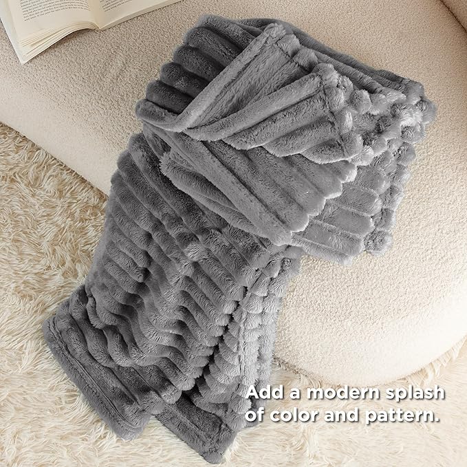 Bedsure GentleSoft Frost Gray Twin Blanket for Bed - Cozy Soft Blankets for Women, Cute Large Throws for Girls, 66x90 Inches