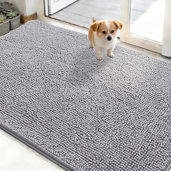 OLANLY Dog Door Mat for Muddy Paws 50x30, Super Absorbent Chenille Mud Mat | by OLANLY