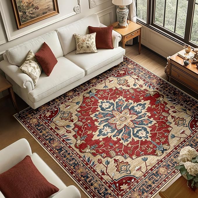 RELEANY Washable Area Rug, Square 6'x6', Water Repellent, Pet Friendly by RELEANY