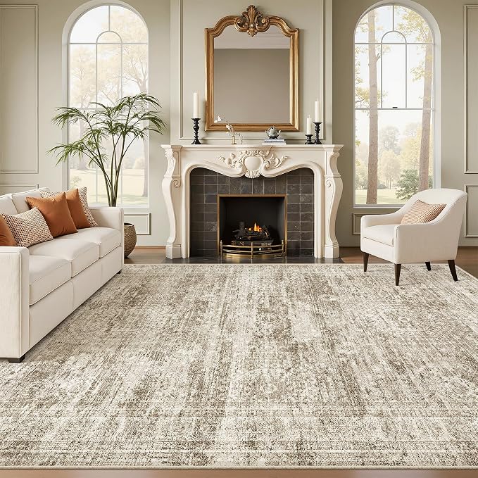 Soalmost Washable Area Rug 8x12 Large Soft Brown Rugs - Image 2