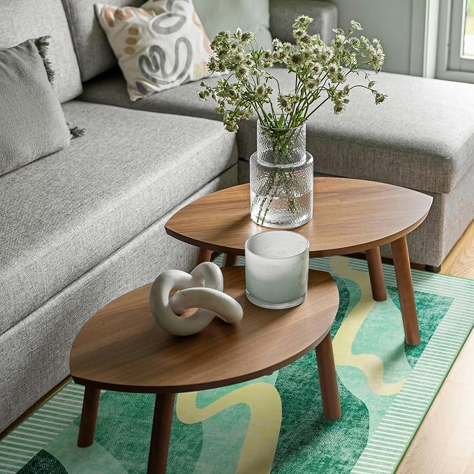 Area Rug 4x6 Green Rug Washable Rugs Non Slip Low Pile Small Carpet - Image 2