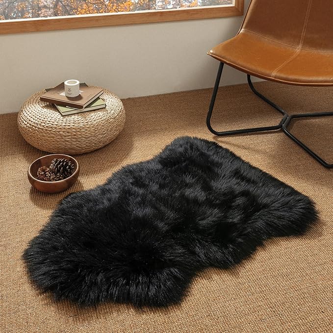 Ashler Faux Fur Rug, 2 x 3 Ft, Machine Washable | Fluffy Sheepskin Fur by AshlerHomeDeco