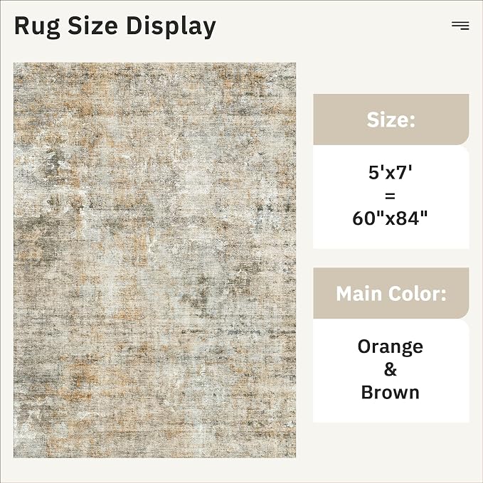 Soalmost Abstract Rug 5x7 Washable Area Rugs - Image 5