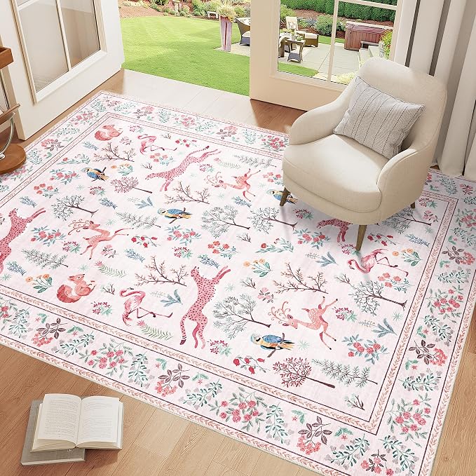 DUKINO 4x6 Area Rug, Non Slip Animal Washable Rug - Image 3