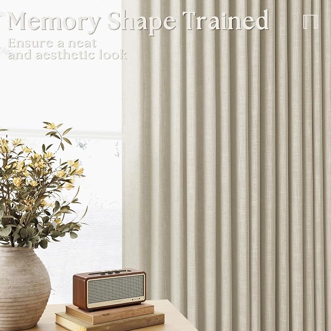 60 Inch Width 120 Inches Long Linen Pinch Pleat Curtains 1 Panel | Light - Image 3