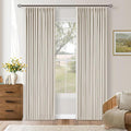 Pleated Cream Ivory 86 Inch Blackout Linen Curtains by Twodrapes