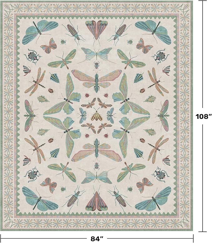 7x9 Green Butterfly Rugs for Kids Bedroom - Image 2