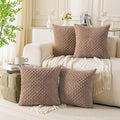 Set of 4 Light Brown Decorative Throw Pillow Covers 24x24 Inch Corduroy Pillow by Cozoomy