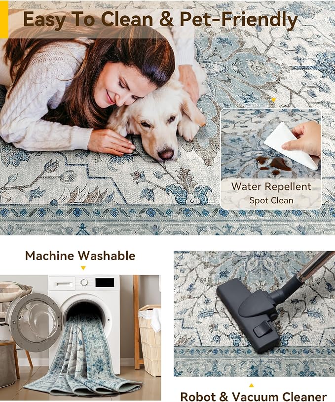 RELEANY Washable Area Rug, Runner 3'x10', Water Repellent, Pet Friendly - Image 5