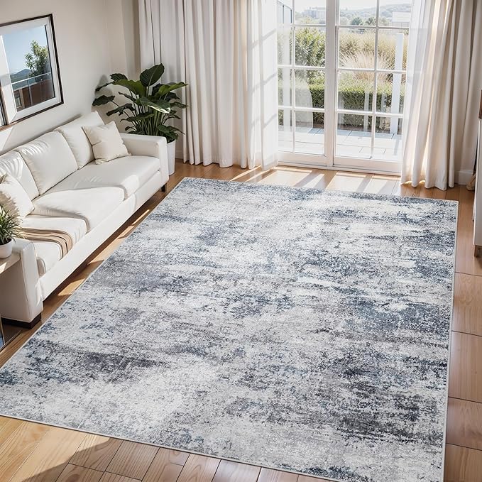 6x9 Area Rugs for Living Room Washable Bedroom Dining Room Blue Grey | Modern by Aelenmu