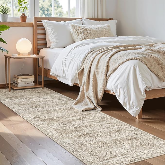 Soalmost Runner Rug 2x8 Washable Non-Slip Hallway Kitchen Runners Brown | Stain - Image 4
