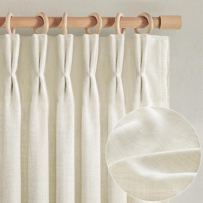 PleatedDrapes Light Filtering Natural Linen Sheer Curtains 104 Inches Long - Image 2