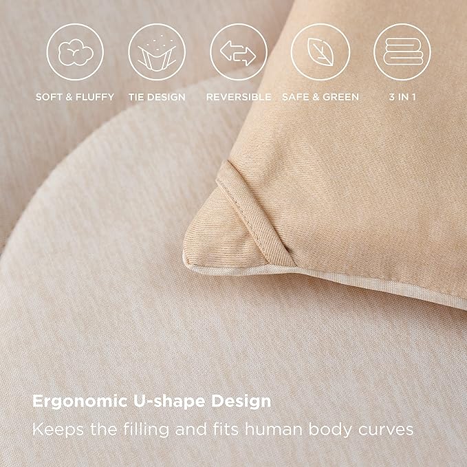 Bedsure King Comforter Set - Cooling and Warm Bed Set, Beige Reversible All Season Cooling Comforter, 3 Pieces, 1 King Size Comforter (102"x90") and 2 Pillow Cases (20"x36")