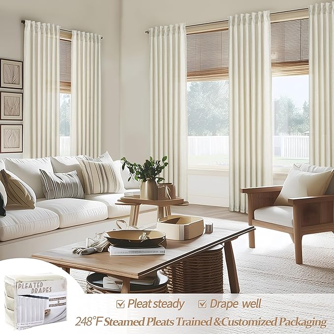 Light Filtering Thick Linen Viral Curtains 102 Inches Long - Image 5
