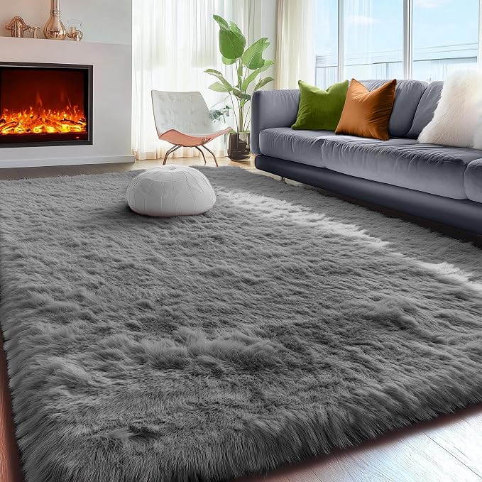 8x10 Living Room Rug Grey, Soft Large Rugs - Image 8