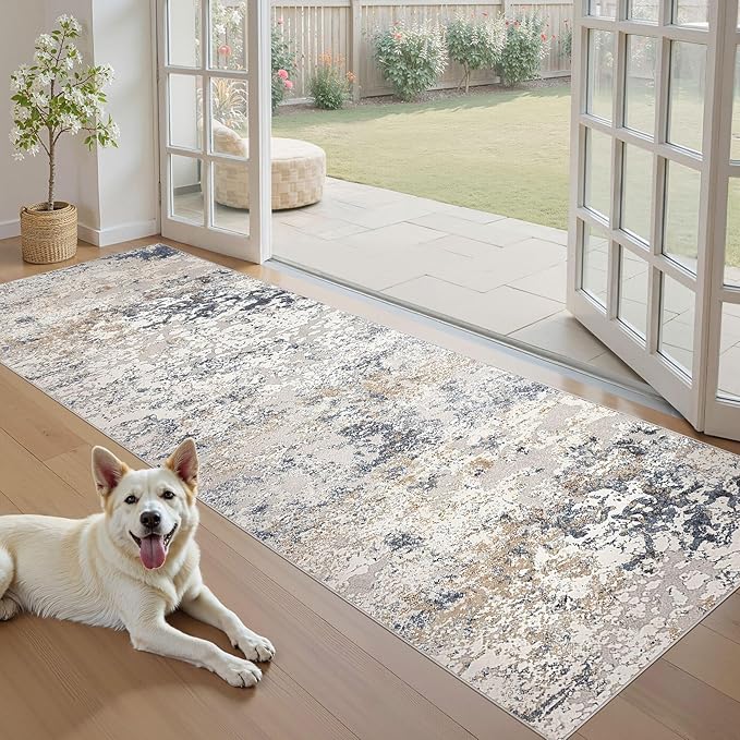 DMOYEST Washable Runner Rug for Hallway: 3x8 Neutral Modern Abstract Low Pile - Image 5