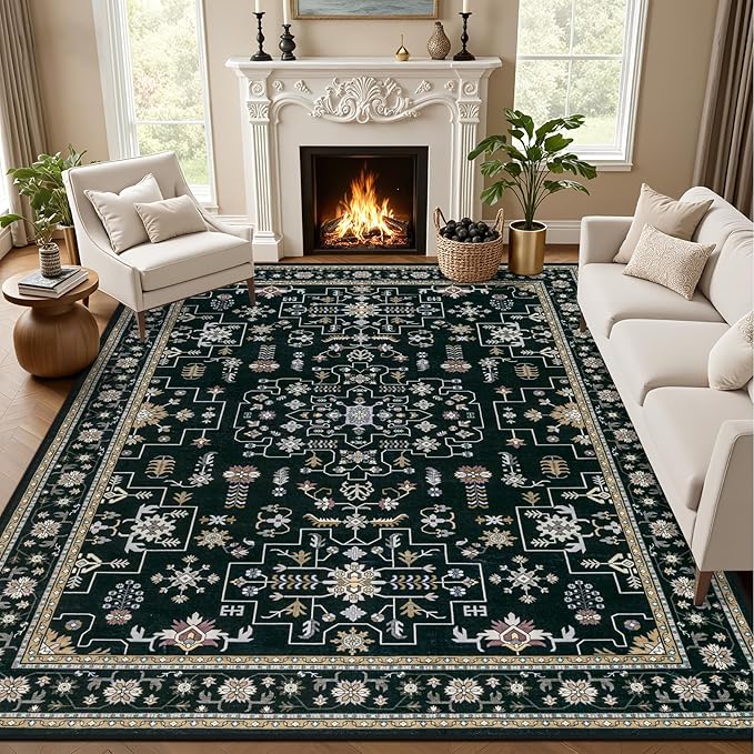 9x12 Area Rugs Living Room: Washable Vintage Rug by EXPEDIX