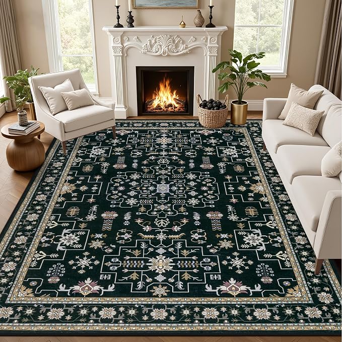 8x10 Area Rugs Living Room: Washable Vintage Rug by EXPEDIX